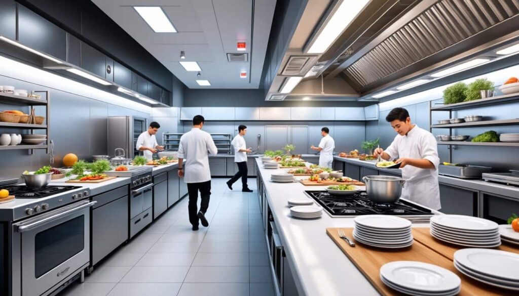 assurez une expérience culinaire fluide en respectant le triangle d'activité, optimisant ainsi le parcours entre les différentes zones de préparation.