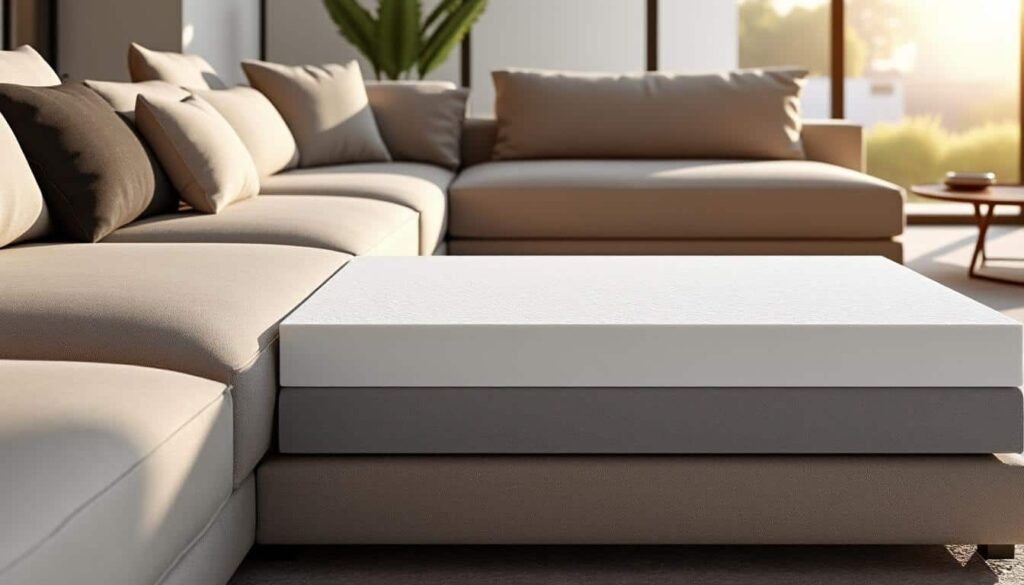 optimisez le confort d'assise de votre coin salon grâce à la densité optimale de la mousse de nos canapés modulables, alliant soutien et douceur pour un espace convivial et reposant.
