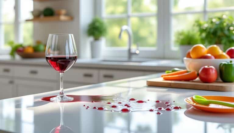 profitez d'une cuisine familiale impeccable grâce au traitement hydrofuge garantissant une résistance optimale aux taches sur votre plan de travail.