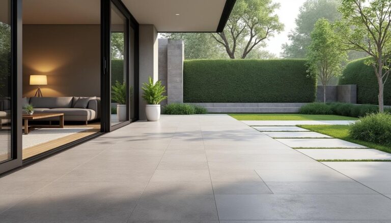 découvrez comment créer une transition visuelle fluide entre l'intérieur et l'extérieur grâce à la continuité du dallage, pour un espace harmonieux et intégré.