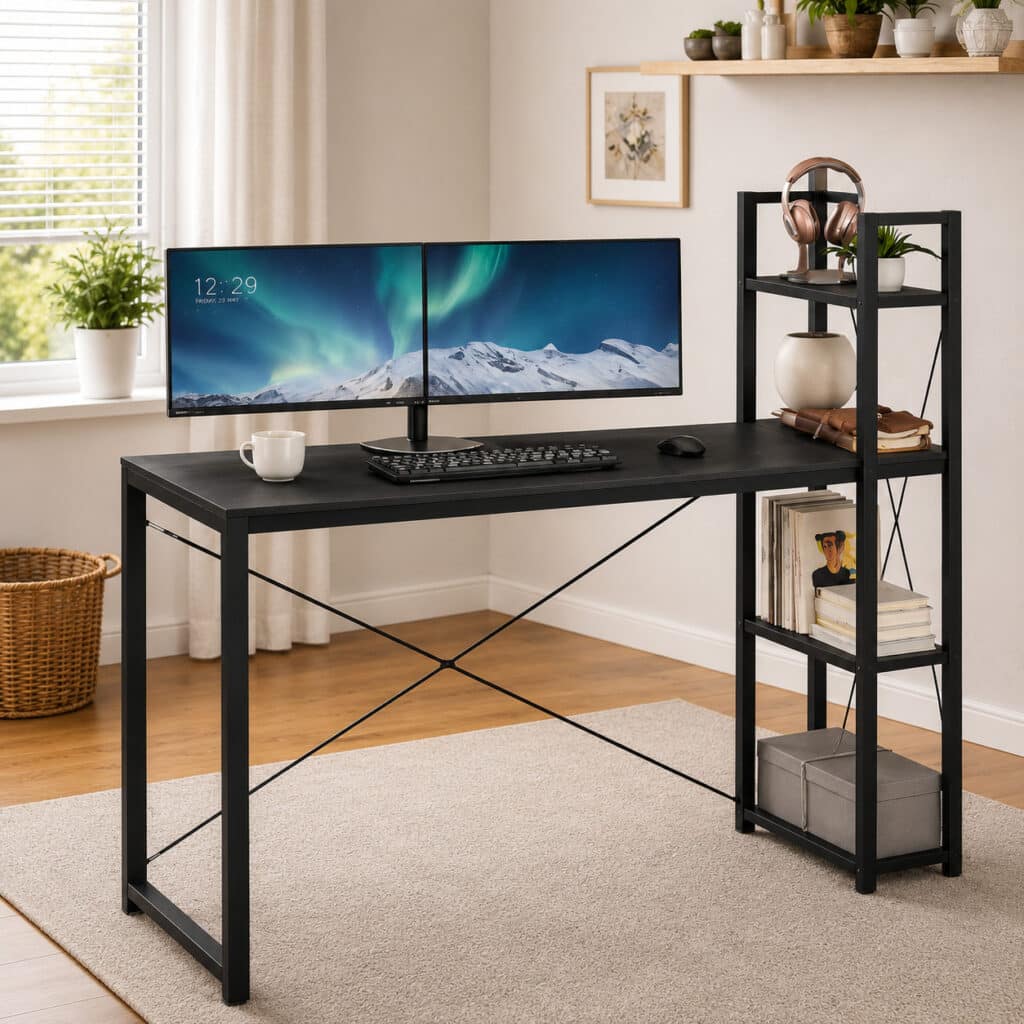 Bureau avec Étagères Réversible