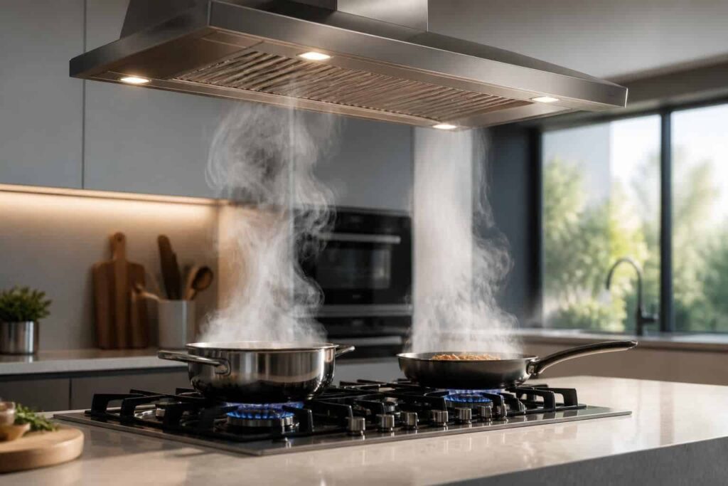 découvrez comment la hotte aspirante améliore l'évacuation des odeurs de cuisson, assurant un air frais et une cuisine sans mauvaises odeurs.