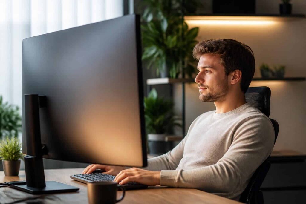 découvrez comment une liaison directe entre l'écran incurvé et la réduction de la fatigue visuelle améliore votre confort visuel et protège vos yeux lors d'une utilisation prolongée.
