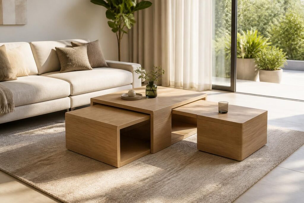 découvrez comment la table basse gigogne améliore la modularité de votre espace de vie en optimisant la surface de pose, alliant praticité et design modulable.