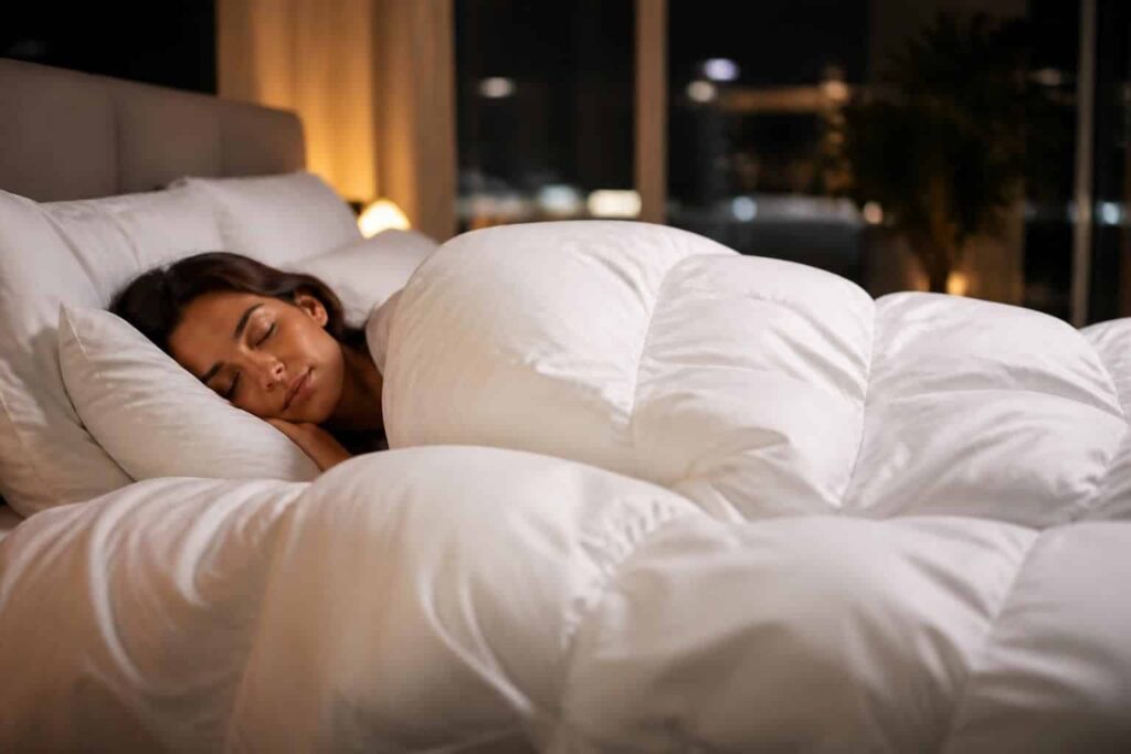découvrez comment optimiser la régulation thermique nocturne pour un sommeil confortable grâce à l'utilisation d'une couette en duvet de qualité.