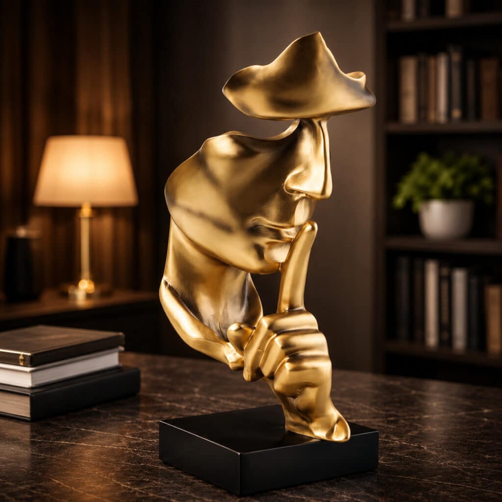 Silence is Golden sculpture dorée