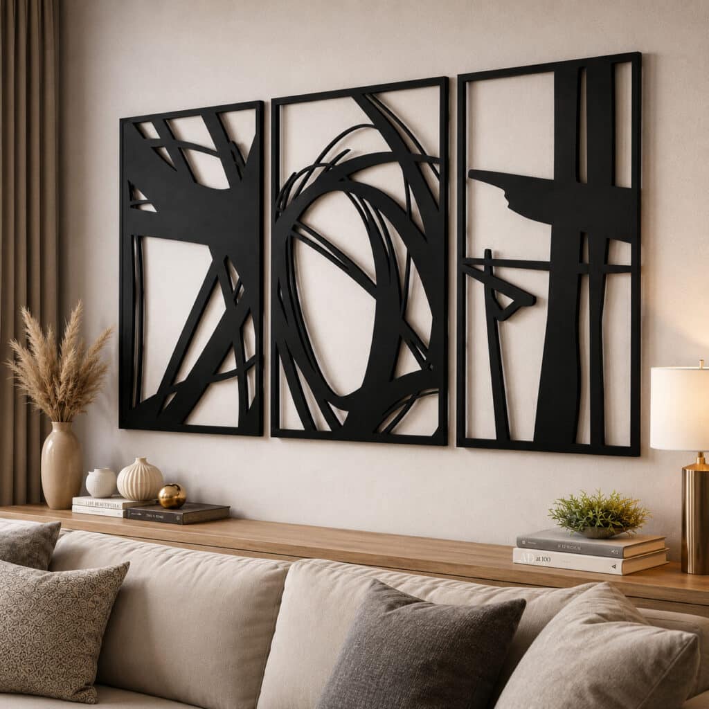 Lot de 3 sculptures murales fer forgé contemporain