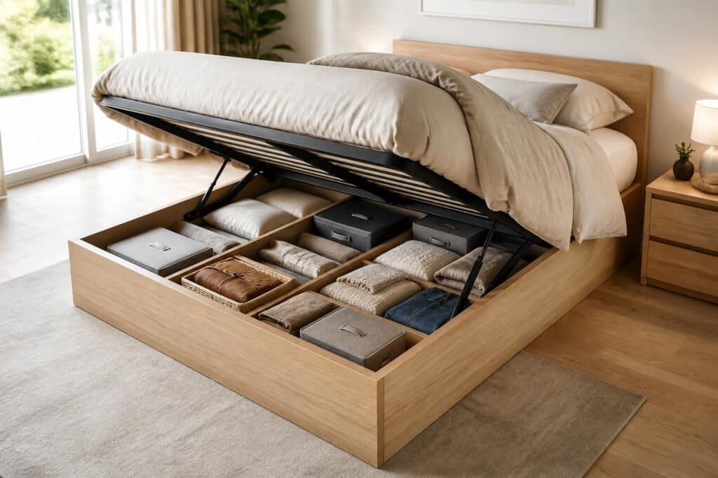 découvrez les avantages de l'association entre le lit coffre et l'optimisation du rangement sous le couchage pour un espace organisé et gain de place maximal dans votre chambre.