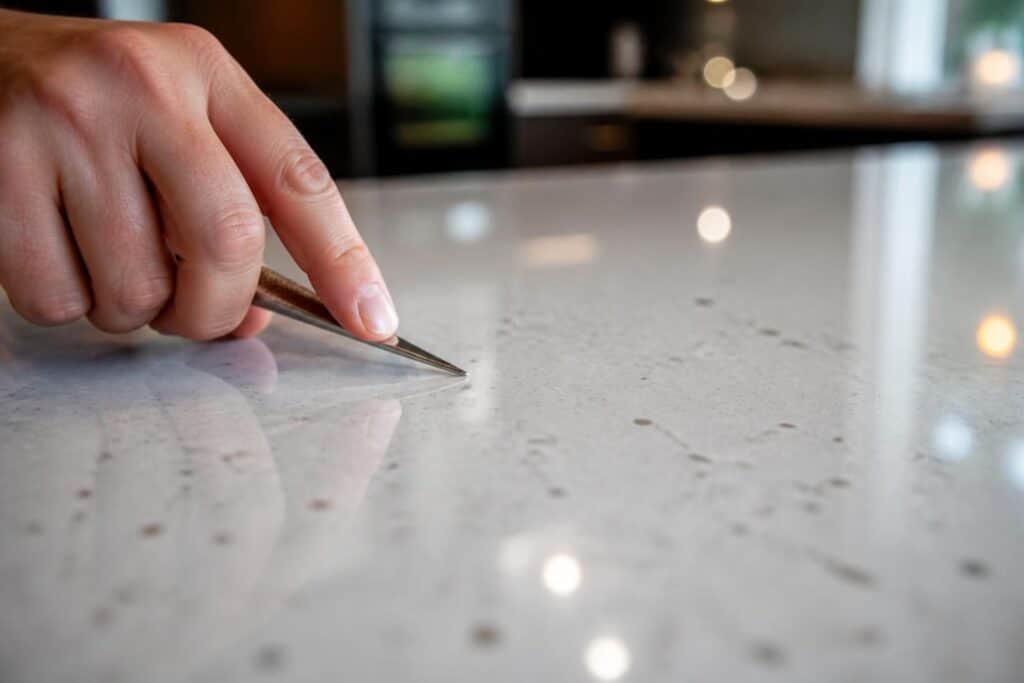 découvrez comment le plan de travail en quartz offre une résistance extrême aux rayures, alliant durabilité et esthétique pour votre cuisine.