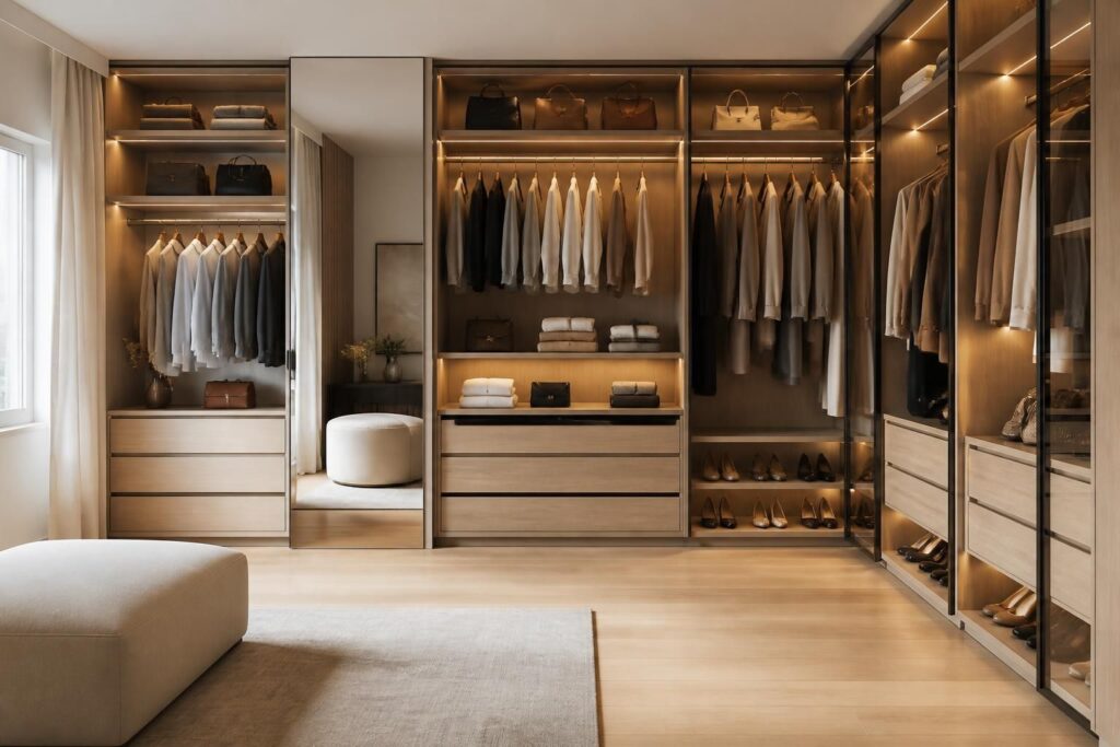 découvrez comment un dressing sur mesure optimise l'organisation de votre garde-robe, alliant fonctionnalité et esthétique pour un espace rangé et personnalisé.