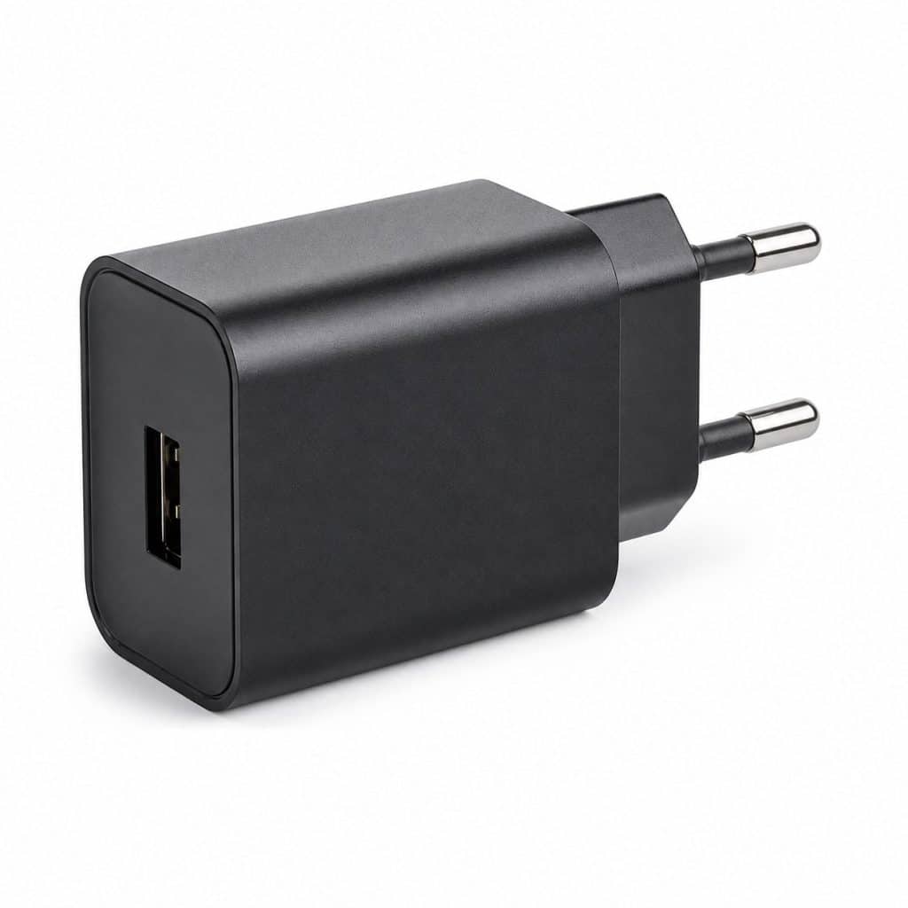Adaptateur secteur Europe compact présenté seul