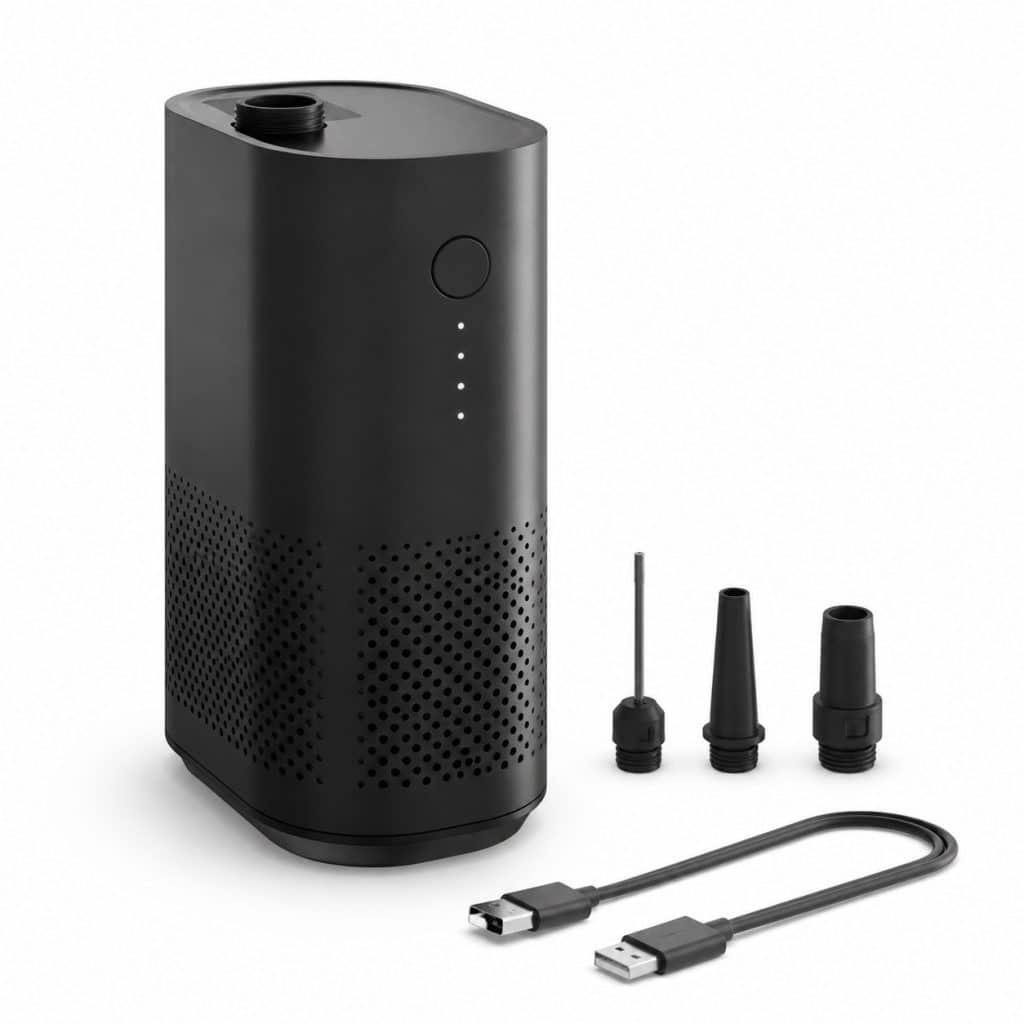 Gonfleur électrique USB rechargeable présenté seul
