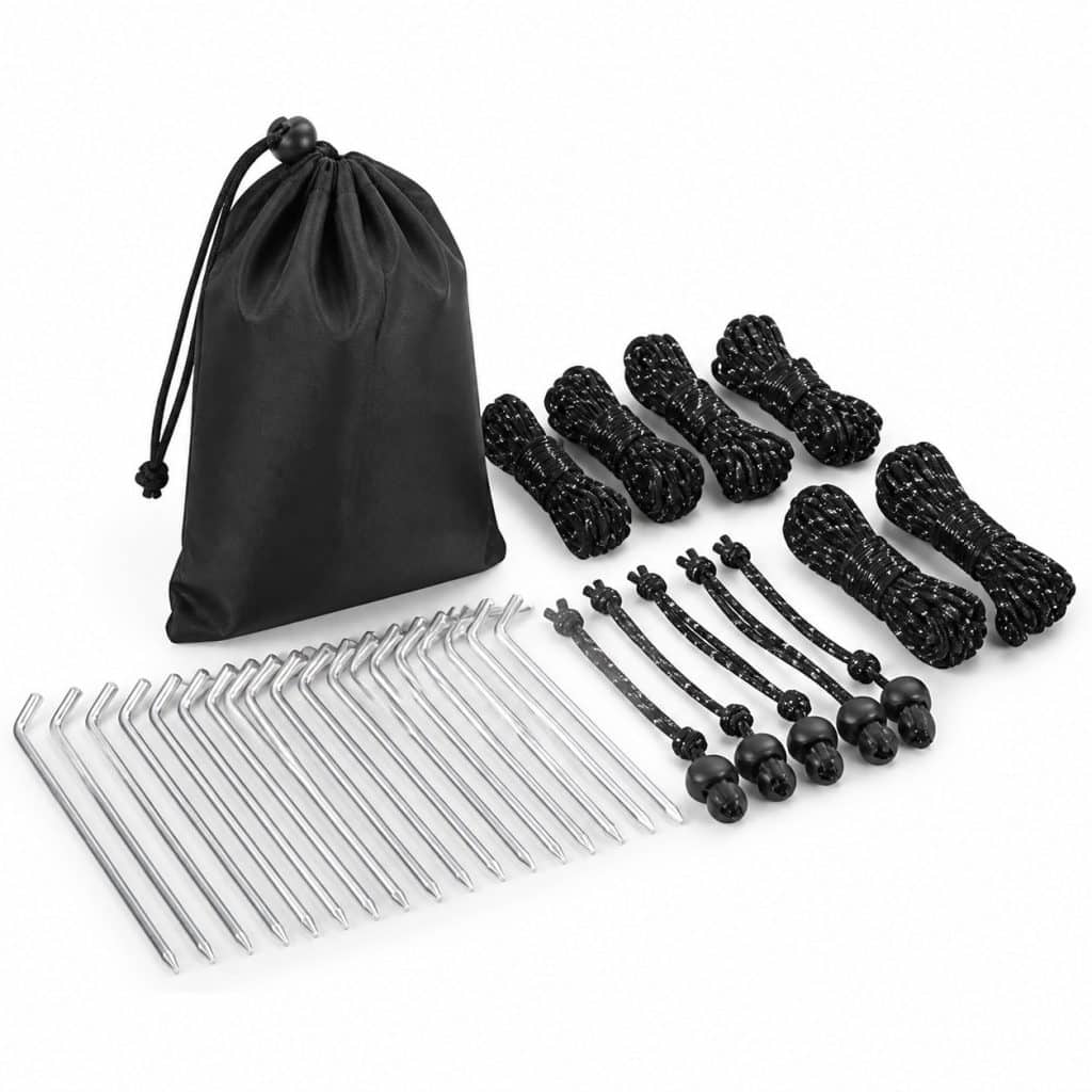 Kit de fixation complet sardines, cordes et sac présenté seul