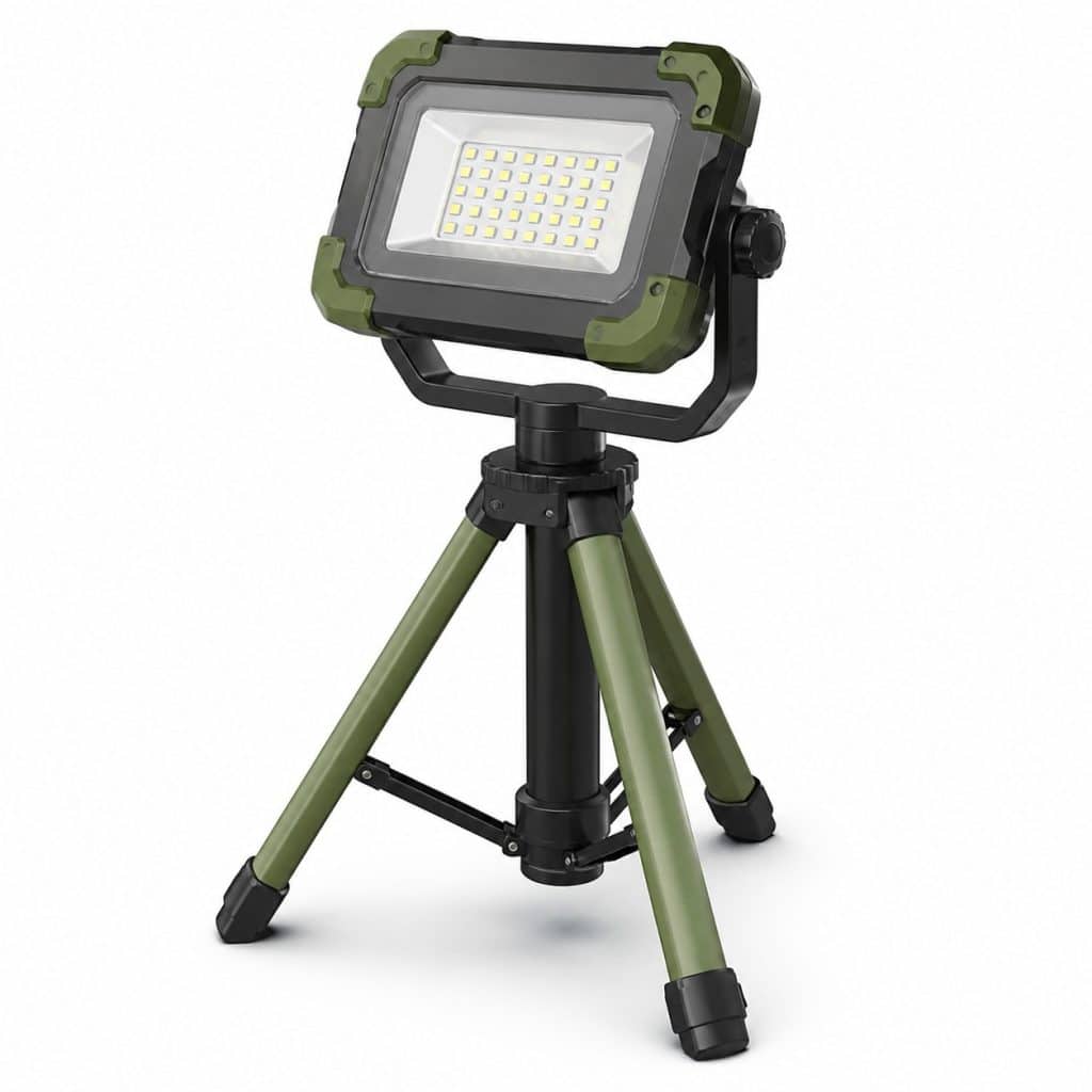 Projecteur de camp à trépied rechargeable présenté seul