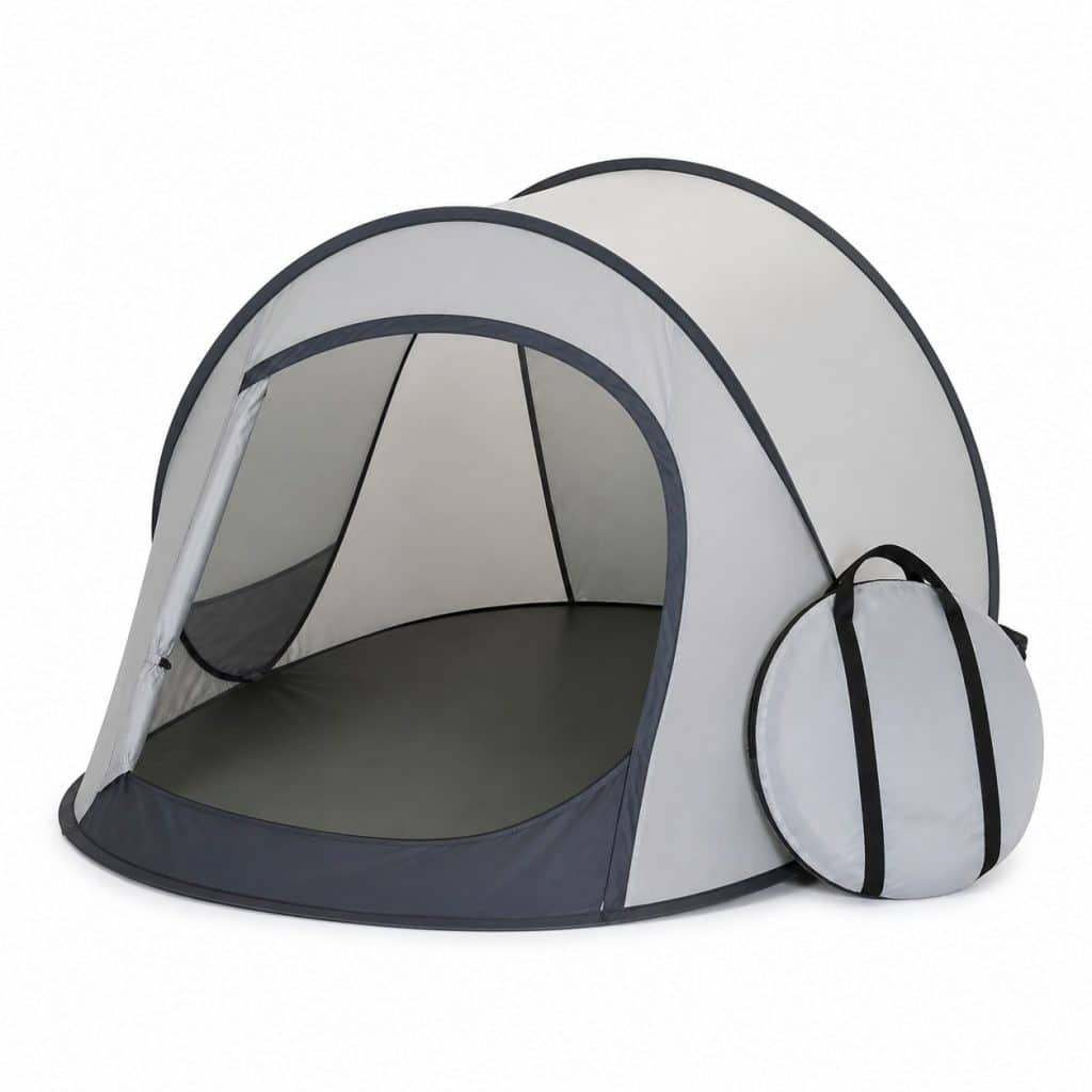 Tente pop-up sac de transport intégré présenté seul