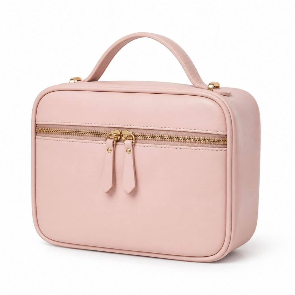 Trousse de maquillage minimaliste format sac à main présenté seul