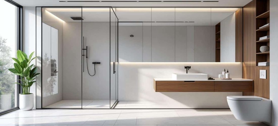 découvrez comment un miroir panoramique peut agrandir visuellement votre salle de bain en reflétant l'espace, créant ainsi une ambiance lumineuse et ouverte.