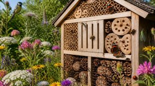 découvrez comment un hôtel à insectes en bois favorise la biodiversité locale en offrant un habitat naturel aux pollinisateurs et auxiliaires du jardin.