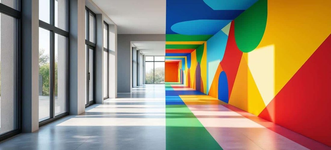 découvrez comment l'utilisation d'aplats de couleurs vives transforme et dynamise les espaces de passage monotones en leur apportant énergie et modernité.