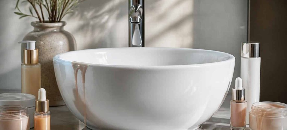 découvrez comment la liaison directe entre la vasque à poser en céramique garantit une durabilité optimale face aux effets des produits cosmétiques, alliant design et résistance.
