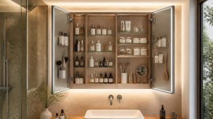 découvrez comment la liaison directe entre l'armoire de toilette éclairée et l'optimisation du rangement à hauteur des yeux améliore à la fois la praticité et l'esthétique de votre salle de bain.