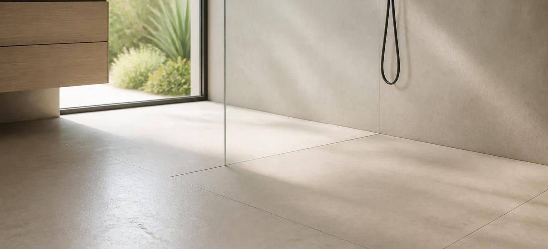 découvrez la liaison directe innovante entre le receveur extra-plat en résine et son intégration visuelle parfaite dans le sol, alliant design élégant et fonctionnalité optimale pour une salle de bain moderne.